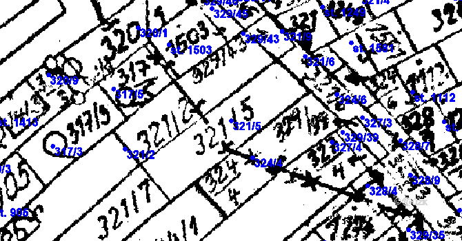 Parcela st. 321/5 v KÚ Strání, Katastrální mapa