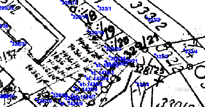 Parcela st. 328/22 v KÚ Strání, Katastrální mapa