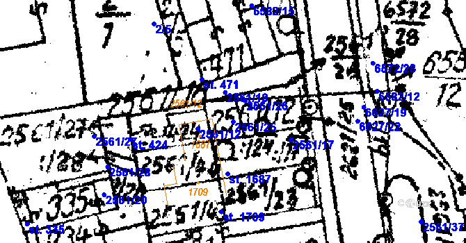 Parcela st. 2561/25 v KÚ Strání, Katastrální mapa