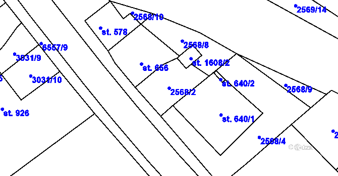 Parcela st. 2568/2 v KÚ Strání, Katastrální mapa