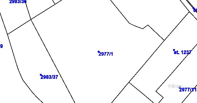 Parcela st. 2977/1 v KÚ Strání, Katastrální mapa