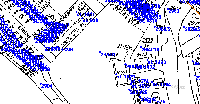 Parcela st. 2983/1 v KÚ Strání, Katastrální mapa