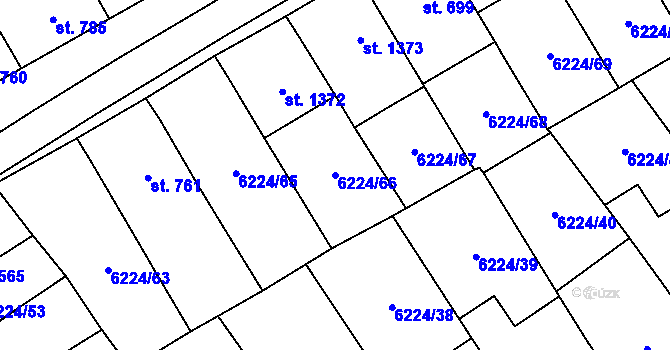 Parcela st. 6224/66 v KÚ Strání, Katastrální mapa