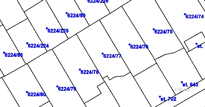 Parcela st. 6224/77 v KÚ Strání, Katastrální mapa