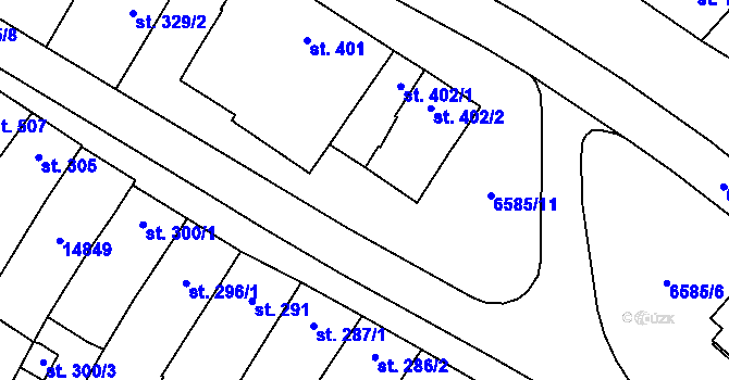 Parcela st. 6585/4 v KÚ Strání, Katastrální mapa