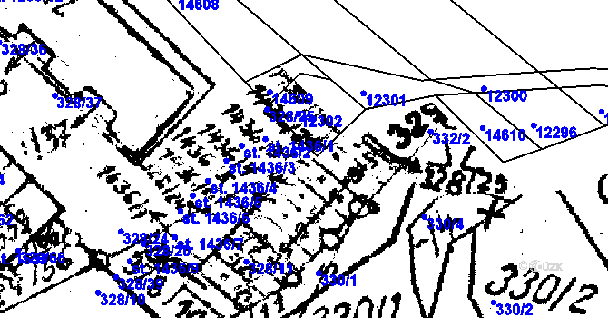 Parcela st. 1436/2 v KÚ Strání, Katastrální mapa