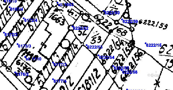 Parcela st. 6222/53 v KÚ Strání, Katastrální mapa