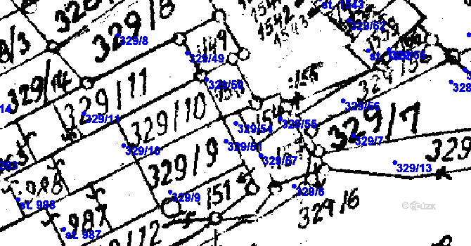 Parcela st. 329/54 v KÚ Strání, Katastrální mapa