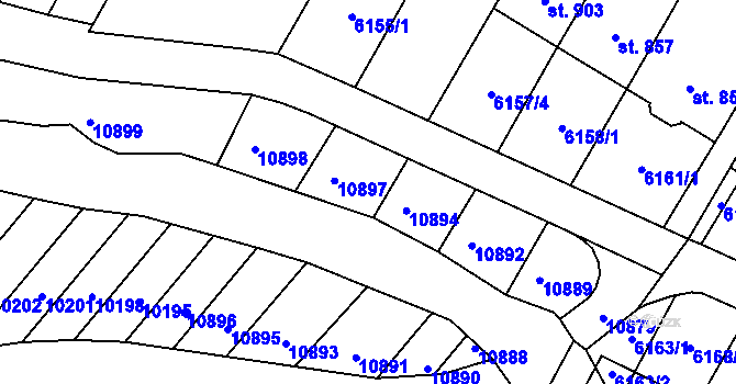 Parcela st. 6536/45 v KÚ Strání, Katastrální mapa