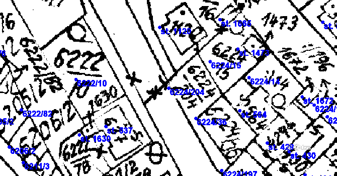 Parcela st. 6224/204 v KÚ Strání, Katastrální mapa