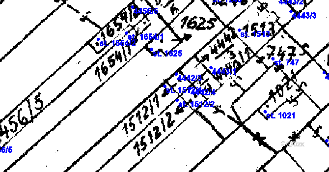 Parcela st. 1512/1 v KÚ Strání, Katastrální mapa