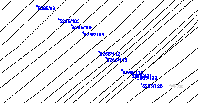Parcela st. 5265/112 v KÚ Strání, Katastrální mapa