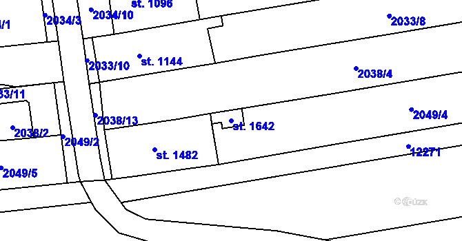 Parcela st. 1642 v KÚ Strání, Katastrální mapa