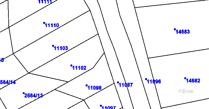 Parcela st. 2564/59 v KÚ Strání, Katastrální mapa