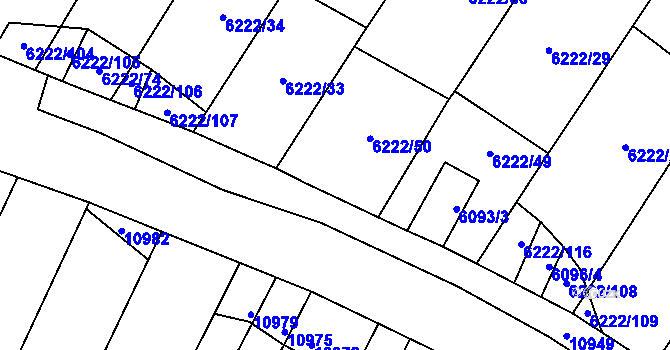 Parcela st. 6222/113 v KÚ Strání, Katastrální mapa