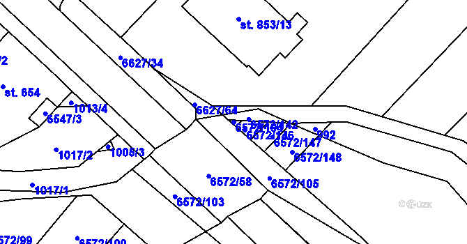Parcela st. 6572/104 v KÚ Strání, Katastrální mapa
