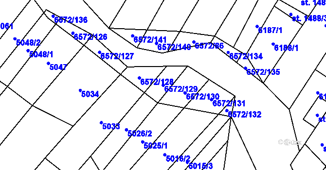 Parcela st. 6572/129 v KÚ Strání, Katastrální mapa