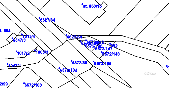 Parcela st. 6572/146 v KÚ Strání, Katastrální mapa