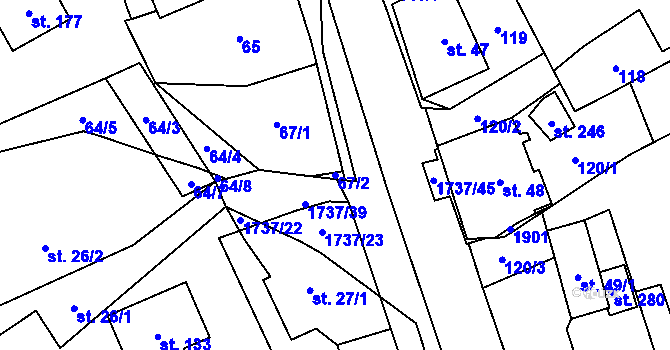 Parcela st. 67/2 v KÚ Straník, Katastrální mapa