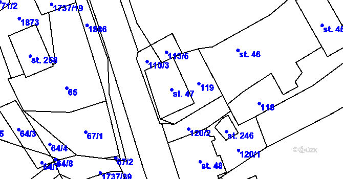 Parcela st. 47 v KÚ Straník, Katastrální mapa