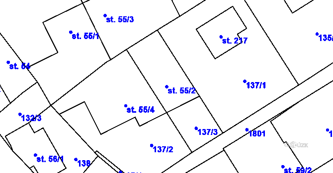 Parcela st. 55/2 v KÚ Straník, Katastrální mapa