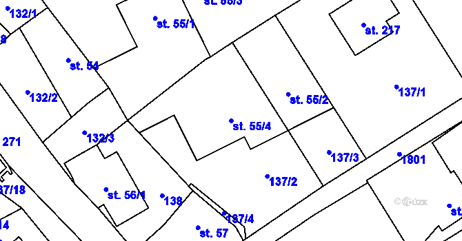 Parcela st. 55/4 v KÚ Straník, Katastrální mapa