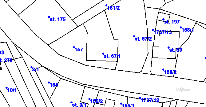 Parcela st. 67/1 v KÚ Straník, Katastrální mapa