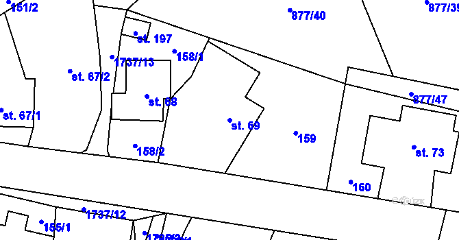 Parcela st. 69 v KÚ Straník, Katastrální mapa