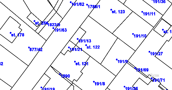 Parcela st. 122 v KÚ Straník, Katastrální mapa