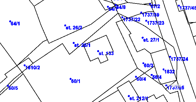 Parcela st. 133 v KÚ Straník, Katastrální mapa