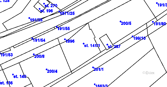 Parcela st. 141/1 v KÚ Straník, Katastrální mapa