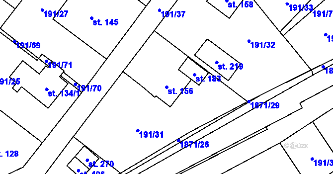 Parcela st. 156 v KÚ Straník, Katastrální mapa