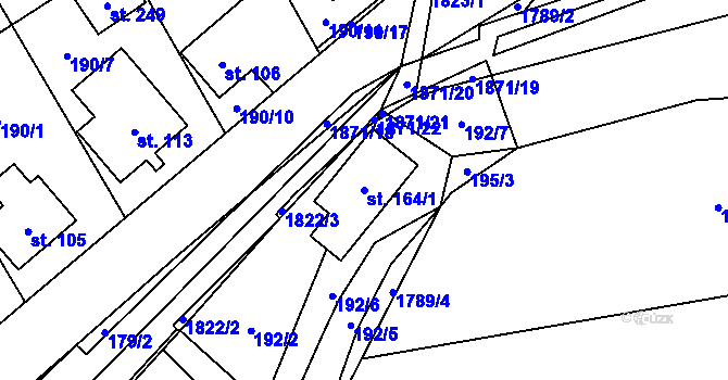 Parcela st. 164/1 v KÚ Straník, Katastrální mapa