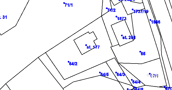 Parcela st. 177 v KÚ Straník, Katastrální mapa