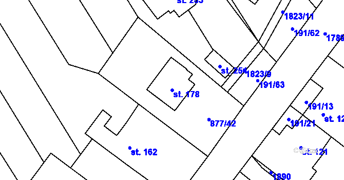 Parcela st. 178 v KÚ Straník, Katastrální mapa