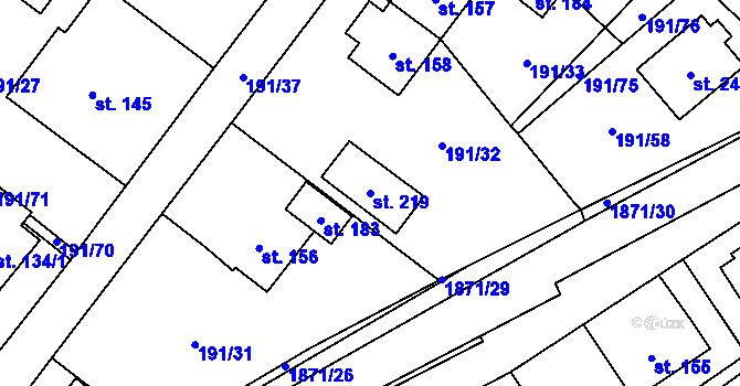 Parcela st. 219 v KÚ Straník, Katastrální mapa