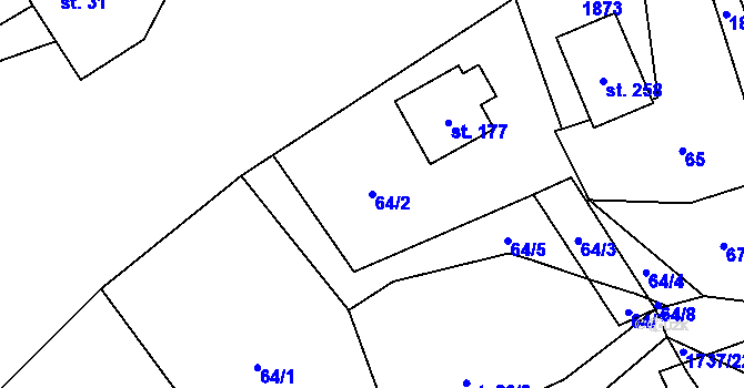 Parcela st. 64/2 v KÚ Straník, Katastrální mapa