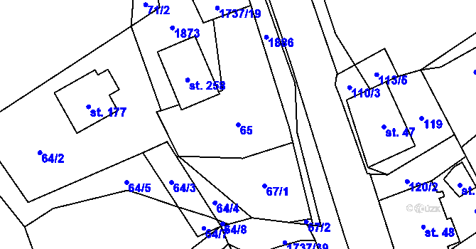 Parcela st. 65 v KÚ Straník, Katastrální mapa