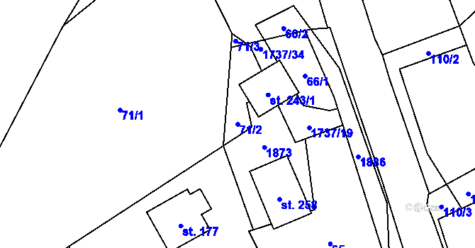 Parcela st. 71/2 v KÚ Straník, Katastrální mapa