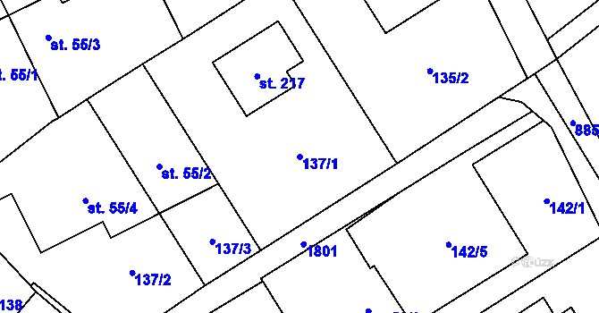Parcela st. 137/1 v KÚ Straník, Katastrální mapa