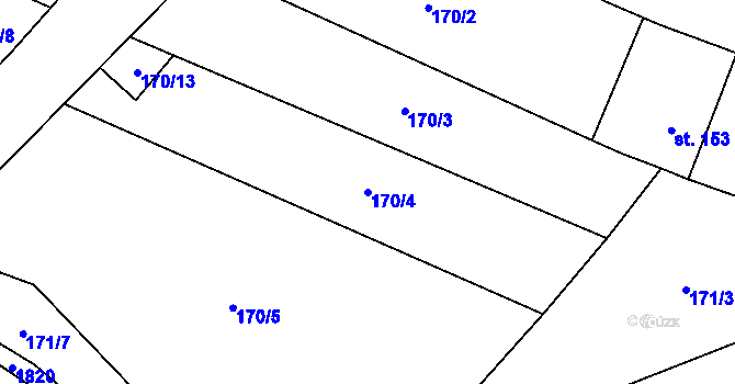 Parcela st. 170/4 v KÚ Straník, Katastrální mapa