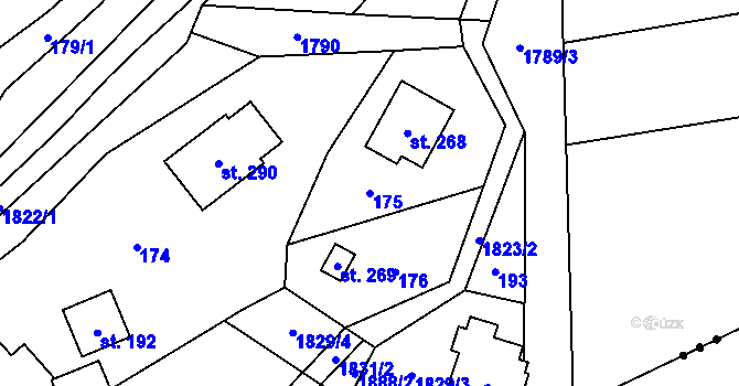 Parcela st. 175 v KÚ Straník, Katastrální mapa