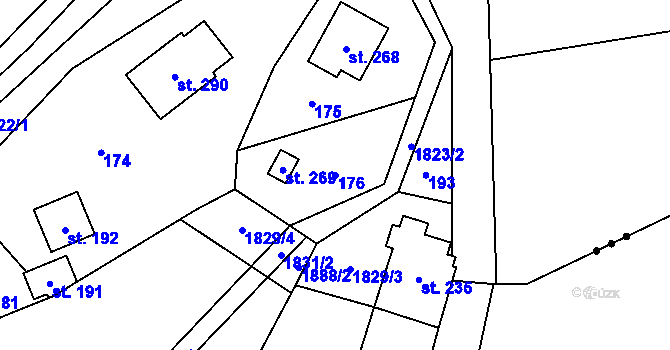 Parcela st. 176 v KÚ Straník, Katastrální mapa