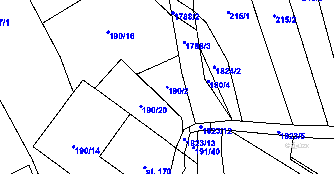 Parcela st. 190/2 v KÚ Straník, Katastrální mapa