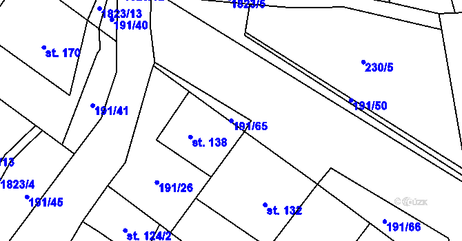 Parcela st. 191/65 v KÚ Straník, Katastrální mapa