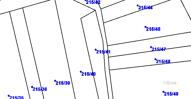 Parcela st. 215/41 v KÚ Straník, Katastrální mapa
