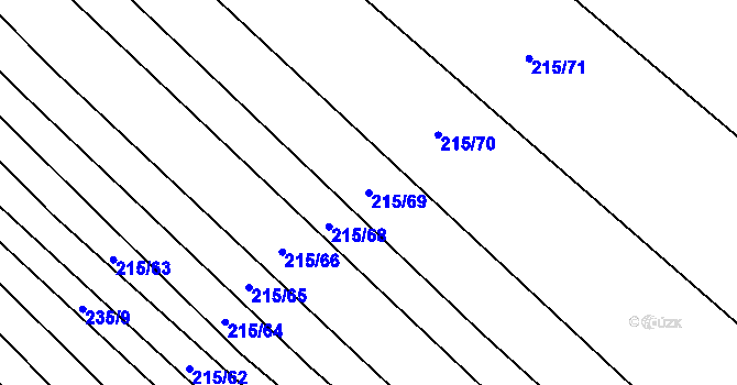 Parcela st. 215/69 v KÚ Straník, Katastrální mapa