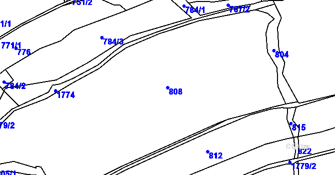 Parcela st. 808 v KÚ Straník, Katastrální mapa
