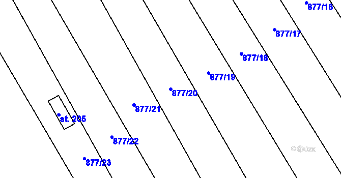 Parcela st. 877/20 v KÚ Straník, Katastrální mapa