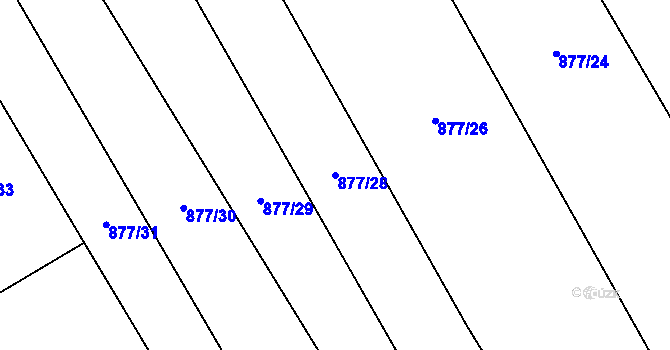 Parcela st. 877/28 v KÚ Straník, Katastrální mapa